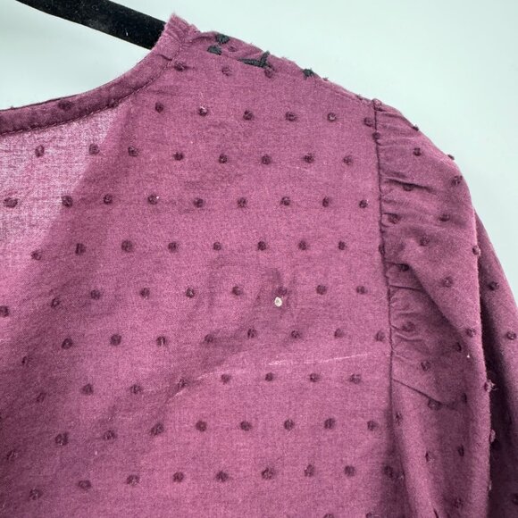 Lane Bryant Womens Plum Peasant Tunic Top V-Neck Embroidered Size 16 100% Cotton - Picture 7 of 8